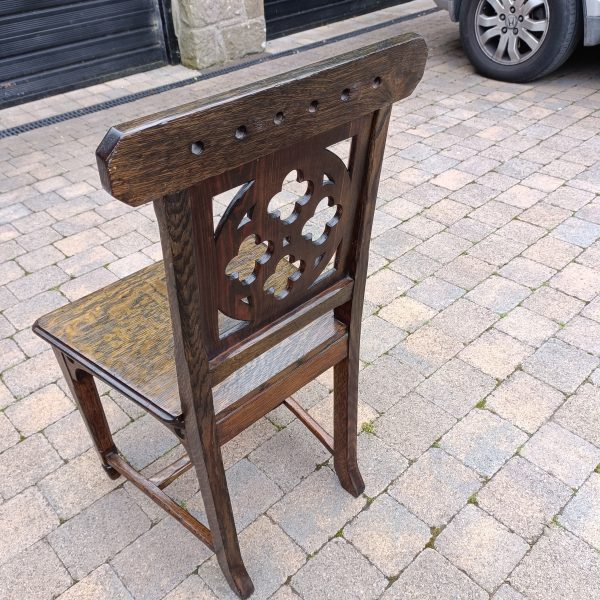 Gothic Victorian Oak Church Chair in the Pugin Style. - Image 2