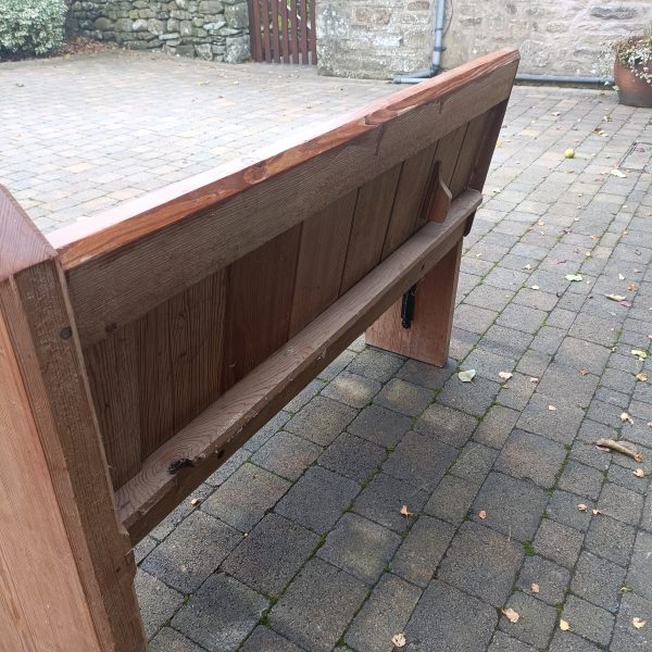 Pitch Pine Heavy Church Pew.One end against the wall. - Image 3