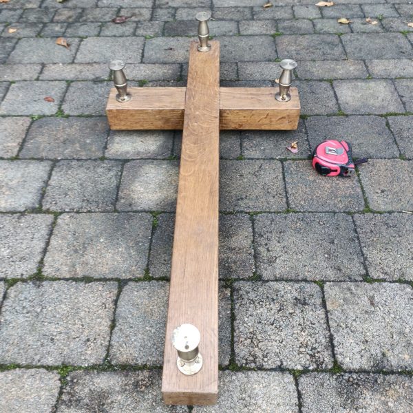 Very Rare Teak Church Funeral Cross with Brass Feet to rest on the Coffin at a Funeral. - Image 5