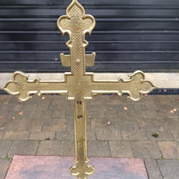French Victorian Brass Alter Crucifix .17 ins x 9 ins. - Image 3