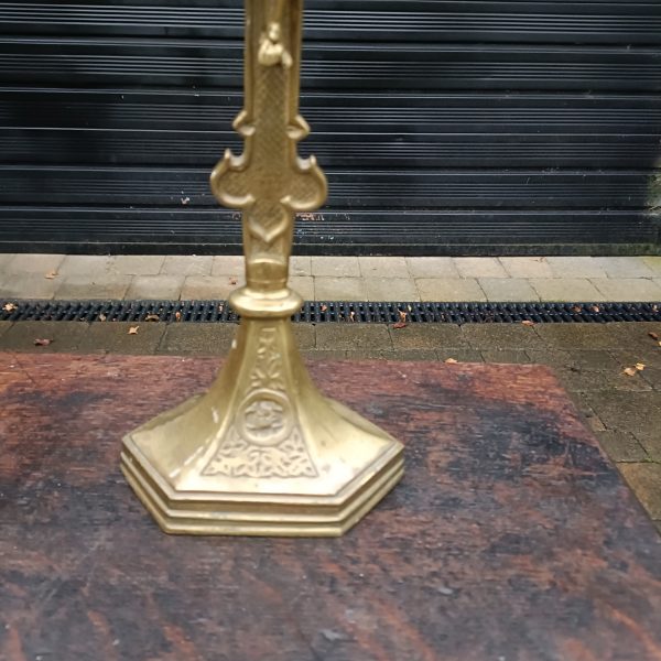 French Victorian Brass Alter Crucifix .17 ins x 9 ins. - Image 5