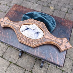 Beautiful Oak and Velvet Church Offertory Bag. C 1900