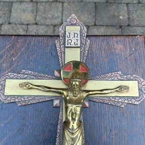 French Art Deco Brass and Copper Crucifix C 1930s.