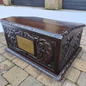 Large Oak Church Gable and Desk.  1905.Commemorative Plaque.
