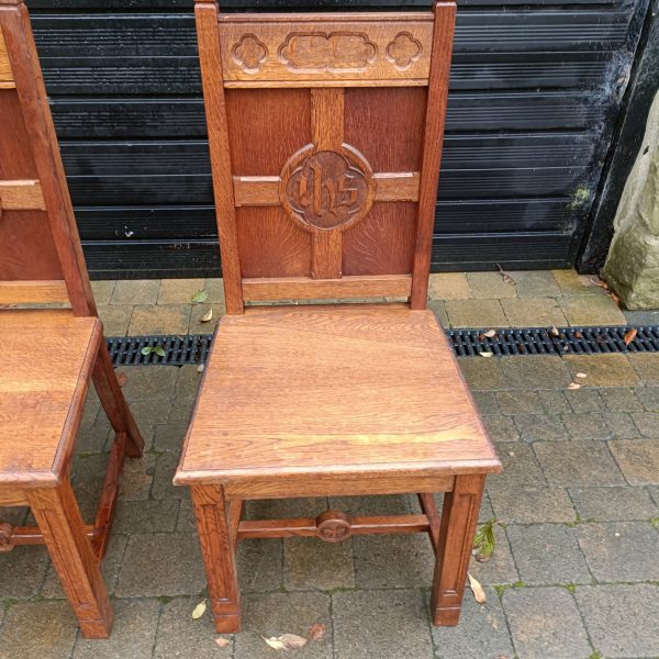 A Pair of Solid Oak Ornate Carved Church Chairs.No Wobbles. C 1895. - Image 3