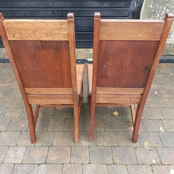 A Pair of Solid Oak Ornate Carved Church Chairs.No Wobbles. C 1895. - Image 6