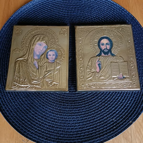 A Pair of Silver Religious Icons. 5 ins x 5.5 ins. - Image 3