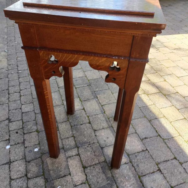 Oak Church Gothic Side Table.Sturdy. Heavy. C1890 - Image 5