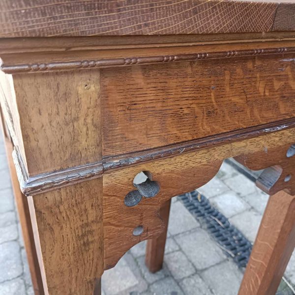 Oak Church Gothic Side Table.Sturdy. Heavy. C1890 - Image 4