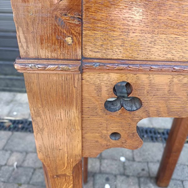 Oak Church Gothic Side Table.Sturdy. Heavy. C1890 - Image 2