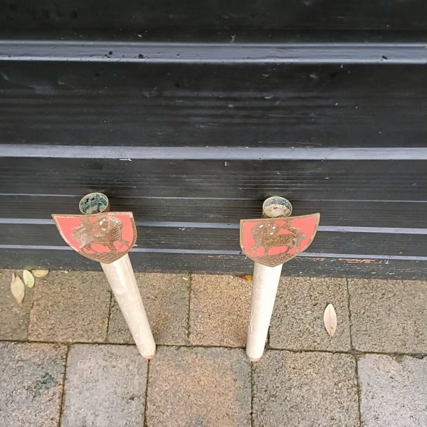 A Pair of Church Hand Procession Candle Holders. Wood and Brass. - Image 4