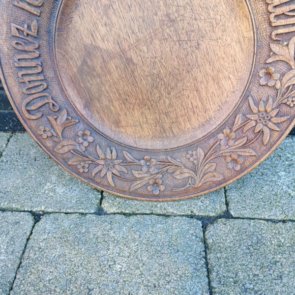 Antique French Holy Communion Oak Plate. C 1885. Give Us this Day Our Daily Bread. - Image 4
