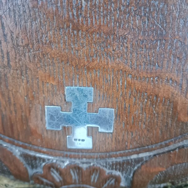 Church Holy Communion Oak Bread Plate. Silver Coloured Cross insert. - Image 2