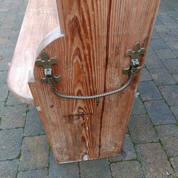 Pitch Pine Church Pew. C 1880. Original Brass Unbrella Handles. - Image 3