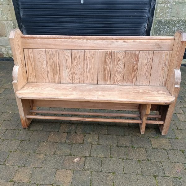 Pitch Pine Church Pew. C 1880. Original Brass Unbrella Handles. - Image 2