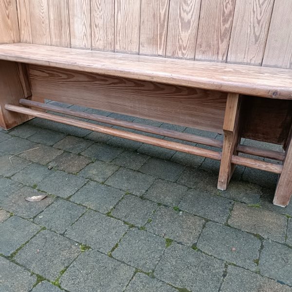 Pitch Pine Church Pew. C 1880. Original Brass Unbrella Handles. - Image 4