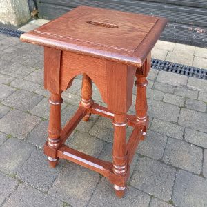 Church  Solid Oak Stool with cut out handle. C1895