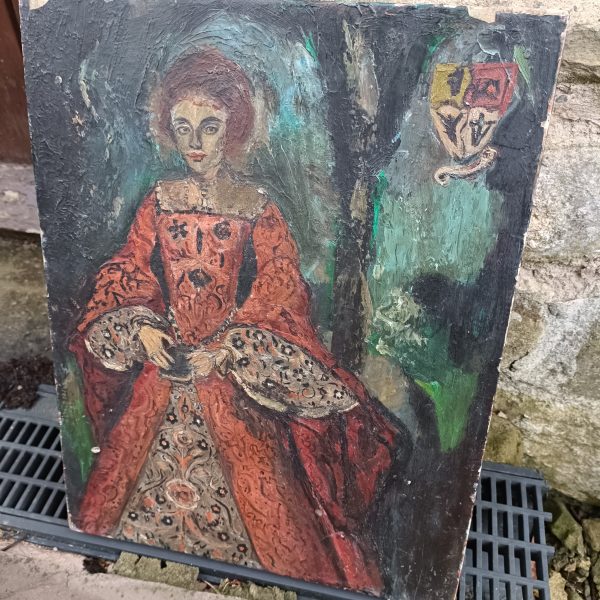 Religious  Double Sided Painted Icon.One side Mary and Child. The other side an Elizabethan Portrait. - Image 4