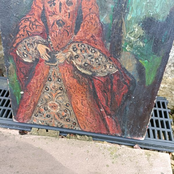 Religious  Double Sided Painted Icon.One side Mary and Child. The other side an Elizabethan Portrait. - Image 5