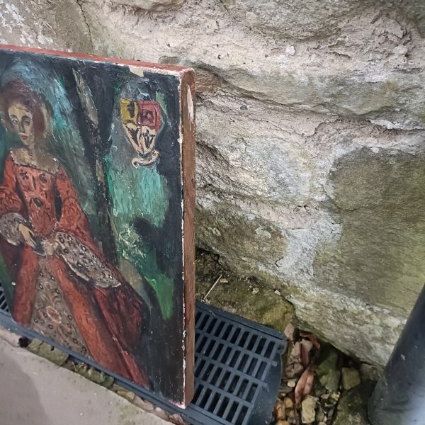 Religious  Double Sided Painted Icon.One side Mary and Child. The other side an Elizabethan Portrait. - Image 6