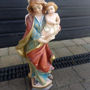 Large Mary and Child Wooden Statue. Believe Romainian.