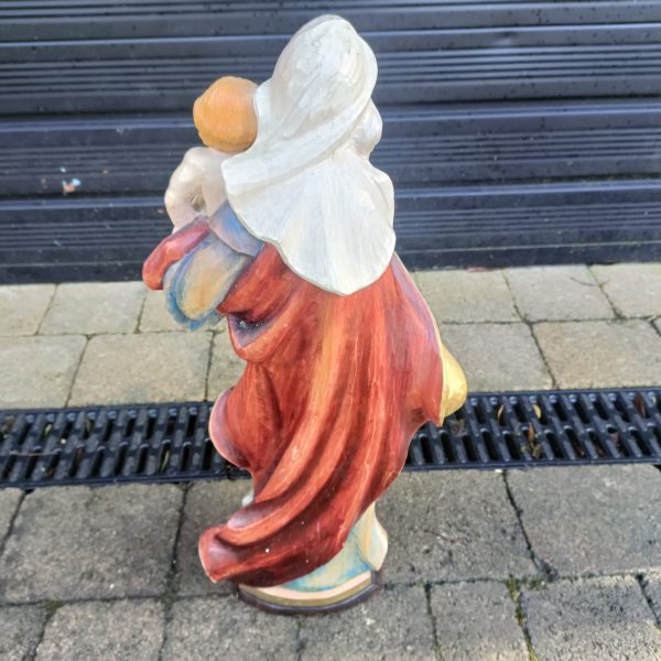 Large Mary and Child Wooden Statue. Believe Romainian. - Image 2
