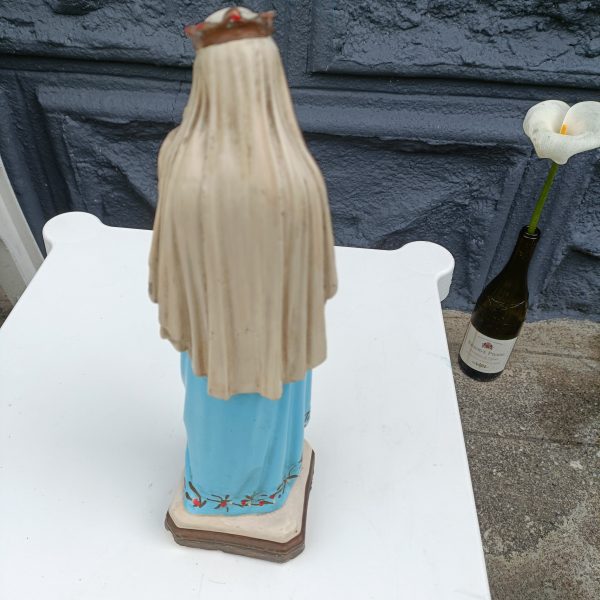 Hand Painted French Statue of Madonna and Child. 11.5 ins tall. Solid. A few nibbles. - Image 2