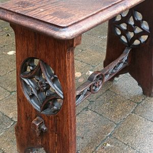 Carved Oak Gothic Church Stool. C1820 ~50