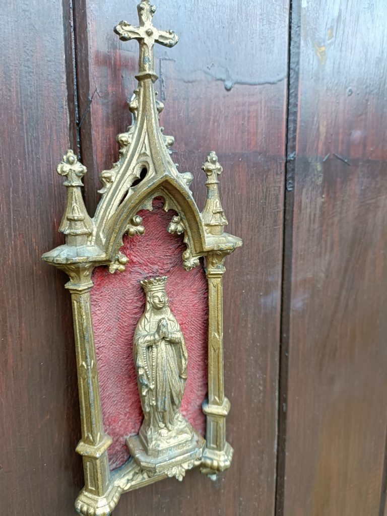 French small Brass Our Lady of Christians Shine. Wall hanging.