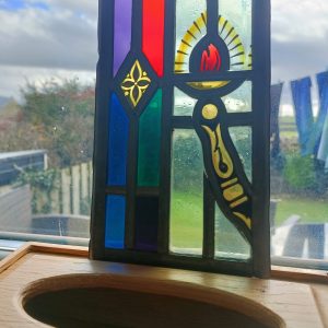Hand painted Hardman Stain glass sample