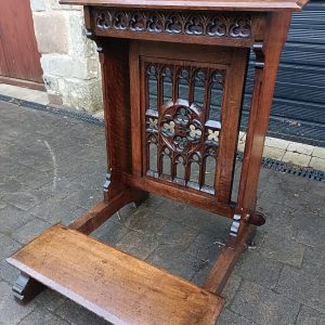 Gothic Revival English Oak C1880 Church Prayer Kneeler with desk.