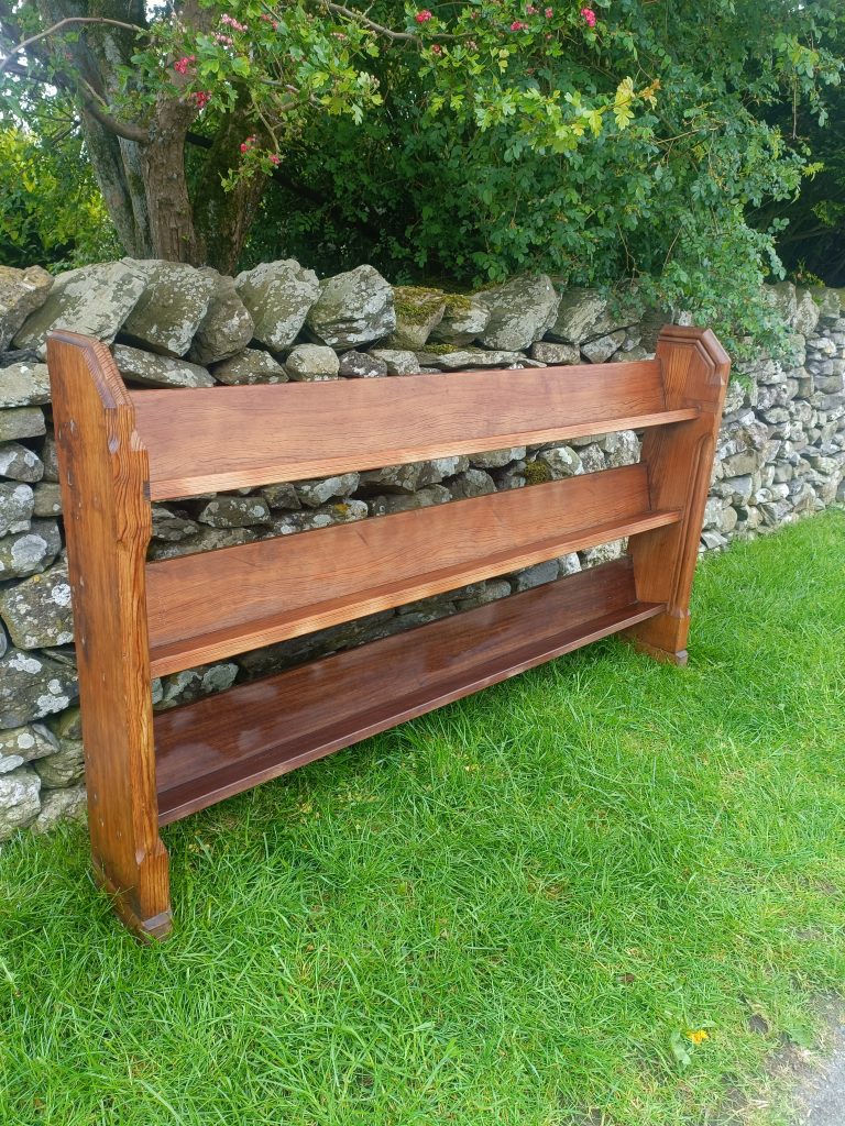 Pitch Pine Gothic Church Bible Stand. C1880 Measurements are 66ins long x 38 ins tall x 8.5 ins deep.