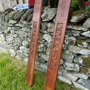 Pair Of Oak  Church Commemorative Prayer Kneeler Parts. Measurements are 56 ins long x 6 ind deep x 1 inch deep