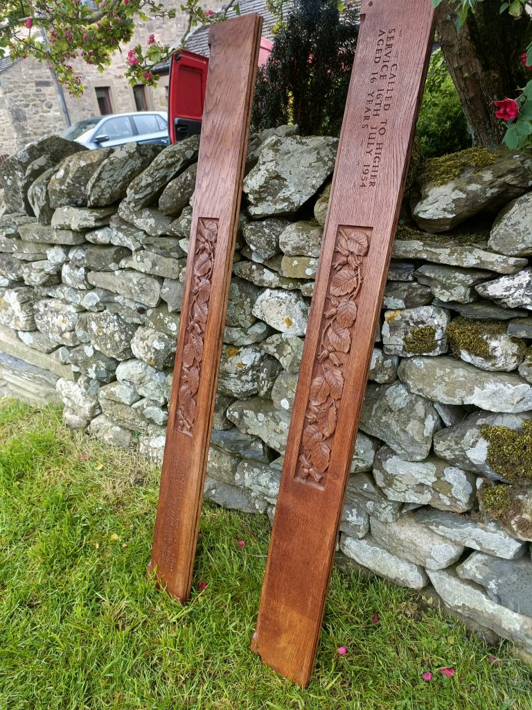 Pair Of Oak  Church Commemorative Prayer Kneeler Parts. Measurements are 56 ins long x 6 ind deep x 1 inch deep