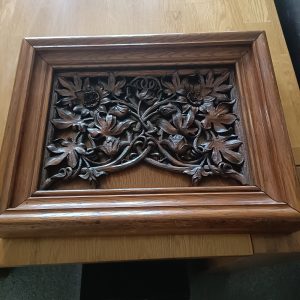 Carved Oak Wooden Architectual or Decorative Panel. Framed. Late 19th Century.